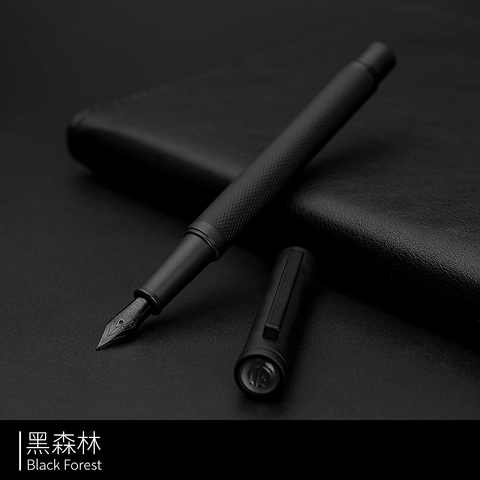 Pluma estilográfica HongDian, bolígrafos con clip metálico completo, acero inoxidable, negro y blanco, clásica, punta de 0,5 mm, suministros para escuela y oficina ► Foto 1/2