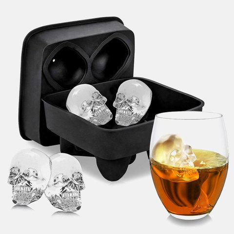 Molde de silicona para hielo con forma de calavera 3D, bandeja para hacer cubitos de Chocolate, herramienta DIY para hacer helados, whisky, vino, cóctel, los más vendidos ► Foto 1/6