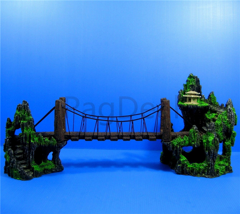 Puente colgante de montaña para acuario, decoración de vistas de montaña, ornamento de resina de pescado grande, 10,2 pulgadas, L26CM ► Foto 1/6