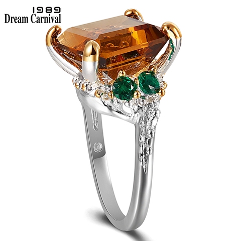 DreamCarnival nueva Otoño Invierno solitario anillos de boda para las mujeres, grandes deslumbrante marrón de citas joyería regalo de Navidad WA11739 ► Foto 1/6