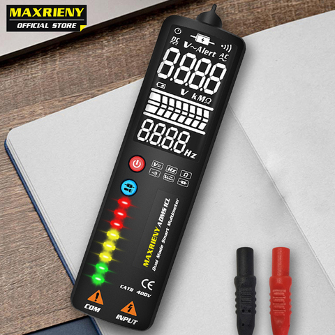 MAXRIENY-multímetro Digital inteligente medidor de voltaje LCD con pantalla EBTN, cable oculto, voltímetro, Ohm Hz, prueba de continuidad NCV ► Foto 1/6