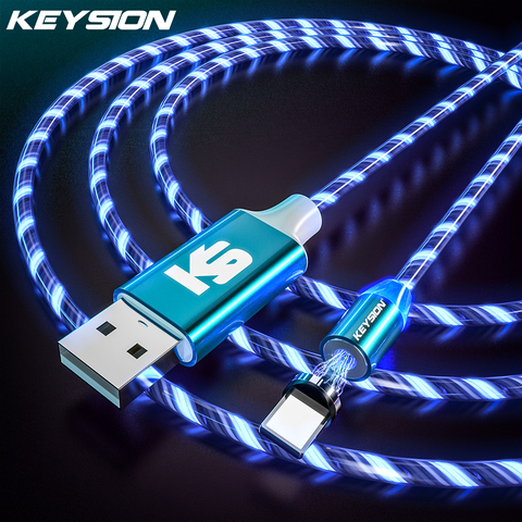 KEYSION-Cable magnético con luz LED para móvil, Cable Micro USB para carga tipo c de Samsung, Xiaomi, iPhone ► Foto 1/6