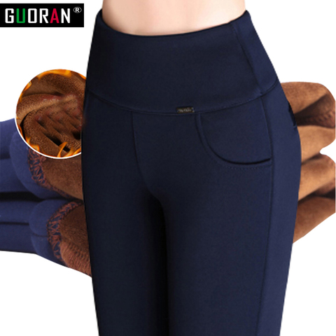 Pantalones pitillo de mujer cálidos de invierno de 2022 Color caramelo de alta elasticidad pantalones ajustados de Mujer Pantalones Leggings talla grande S-6XL ► Foto 1/6