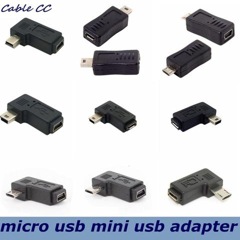 Adaptador de cargador de 90 grados para teléfono móvil, Micro USB macho a hembra, Mini 5 pines, Adaptador convertidor conector, venta al por mayor ► Foto 1/6