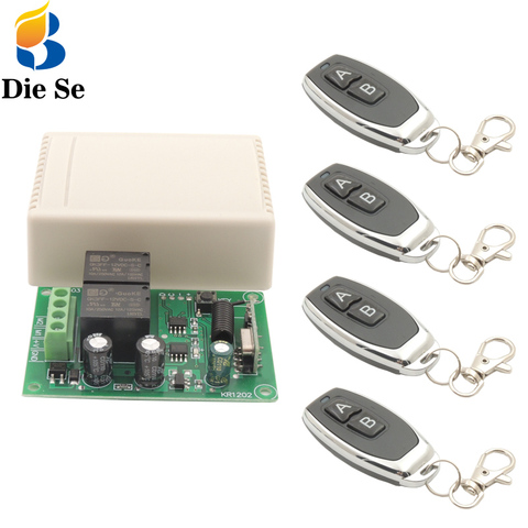 Interruptor de Control remoto para coche, receptor de relé rf y transmisor para mando de garaje, cambio de Motor positivo negativo, 433Mhz, DC 12V, 2 canales ► Foto 1/6