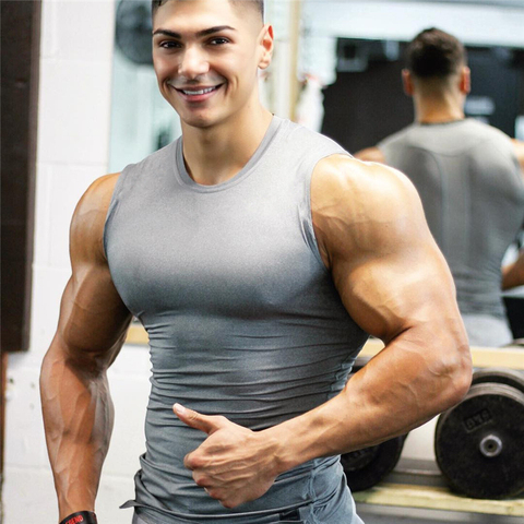 Camiseta sin mangas ajustada para hombre, chaleco de gimnasio para fitness, deportes musculares, ocio, trote, ejercicio, camiseta sin mangas, novedad de 2022 ► Foto 1/6