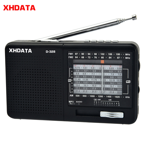 XHDATA D-328 Radio FM AM SW portátil de onda corta Radio banda reproductor MP3 con tarjeta TF Jack 4Ω/3W receptor de Radio ► Foto 1/6