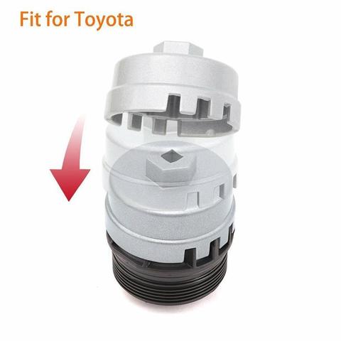 Llave de tapa de filtro de aceite de aluminio para Toyota, herramienta de extracción cuadrada de 14 flauta, 64,5mm, enchufe de accionamiento 3/8, Rav4, Lexus ► Foto 1/1