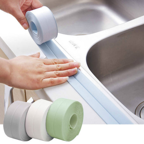 Cinta de sellado de PVC para baño, cinta autoadhesiva resistente al aceite, blanca, 3,8x320cm, etiqueta adhesiva para útiles escolares ► Foto 1/5