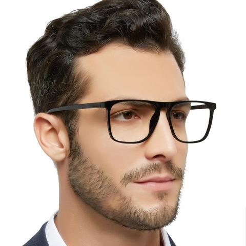 Gafas de lectura para hombre, gafas antideslumbrantes para ordenador, montura de gafas grande cuadrada con luz azul, presbicia + 1,0 a + 4,0 5025 MARE AZZURO ► Foto 1/6