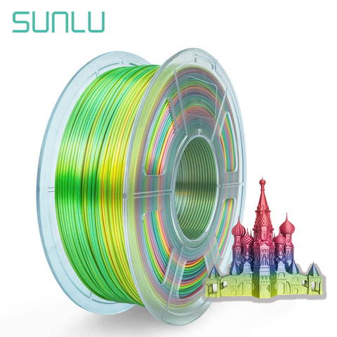 SUNLU-filamento de seda arcoíris para impresora 3D, materiales de impresión de textura de seda, Color brillante, 1,75mm, 1kg ► Foto 1/6