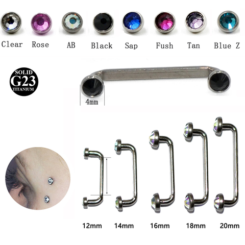 1PC G23 de titanio y de cristal de 4mm gema superficie internamente hilo Barbell Piercing 14G de plata ancla micro dérmica PiercinngJewelry ► Foto 1/6