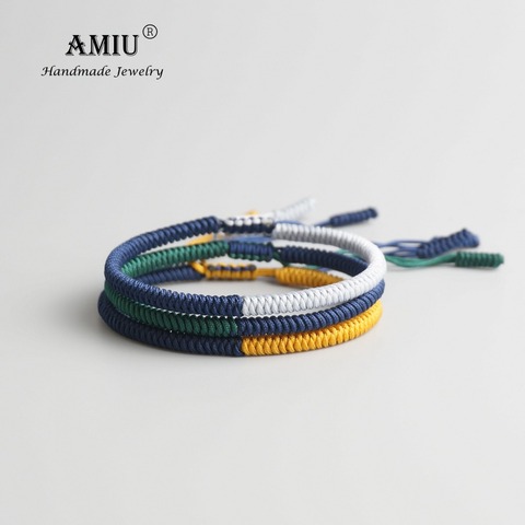 AMIU-Pulseras tibetanas con amuleto de la suerte, joyería tibetana, budista, buena suerte, para hombres y mujeres, hechas a mano, 3 uds. ► Foto 1/3