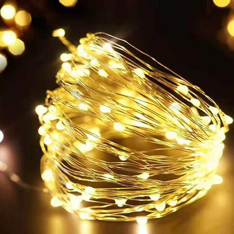 Guirnalda de luces LED plateada con alambre, de 5V funciona con batería, USB, luz de hadas, decoración para el hogar, Navidad, fiesta de boda ► Foto 1/6