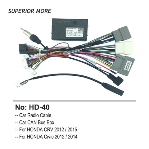 Radio del coche Cable de BUS para HONDA CRV Civic 2012 16pin arnés de cableado de energía 2din DVD reproductor Multimedia Android conector ► Foto 1/5