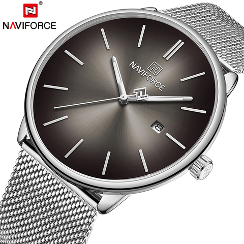 NAVIFORCE superior de la marca de lujo de los hombres de las mujeres par reloj de pulsera reloj de hombre resistente al agua de moda de cuero genuino de hombre dama reloj de regalo ► Foto 1/6