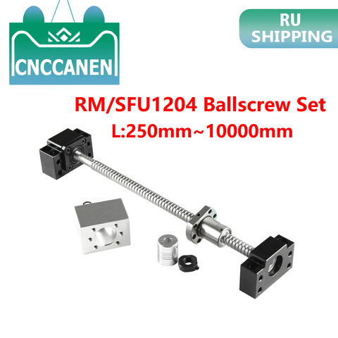 RM1204/SFU1204 tornillo de bola enrollado C7 con extremo mecanizado 250mm-1000mm + acoplador 6,35x8mm + carcasa de tuerca de bola + 1 juego BK10/BF10 Set ► Foto 1/6