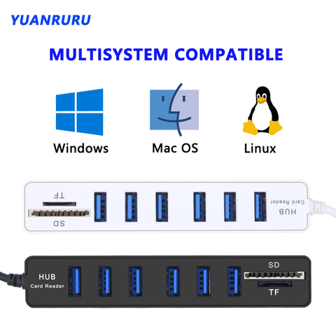 Hub USB 2,0 Multi USB 2,0 Hub Splitter USB de alta velocidad 3 6 puertos 2,0 Hab SD TF lector de tarjetas USB extensor USB para PC portátil ► Foto 1/6