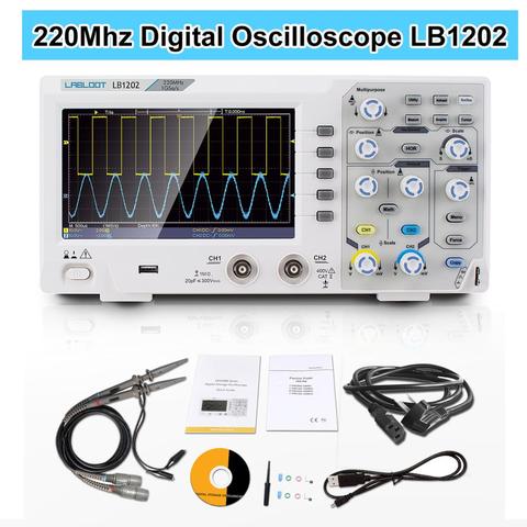 LABLOOT-osciloscopio de almacenamiento Digital LB1202, 2 canales, ancho de banda de 220Mhz, de 7 pulgadas Pantalla LCD portátil, USB ► Foto 1/6