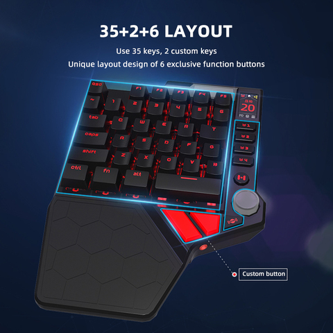 HandJoy-Teclado mecánico K5 para juegos de PUBG, con cable y retroiluminación RGB, con una mano ► Foto 1/6