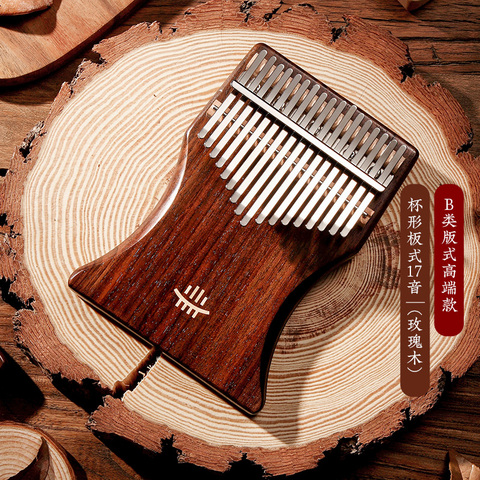 Hluru Kalimba-Piano de pulgar de madera, instrumento Musical Kalimba profesional mbira de palisandro para principiantes, 17 teclas ► Foto 1/5