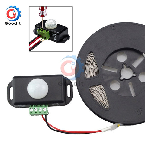 Interruptor de Sensor de movimiento PIR automático, Detector infrarrojo IR, módulo de interruptor de luz para lámpara de tira LED, CC de 12V, 24V, 8A ► Foto 1/6