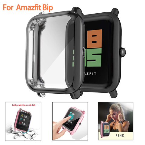 Protector de pantalla fino, Marco colorido, funda de TPU, funda protectora para reloj Huami Amazfit Bip Younth con Protector de pantalla ► Foto 1/6