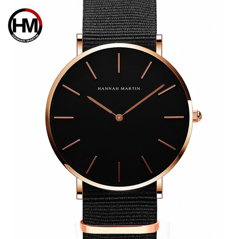 Japón cuarzo movt hombres impermeable simple moda marca negro nylon Sport casual relojes hombres mujeres unisex reloj dropshipping ► Foto 1/6