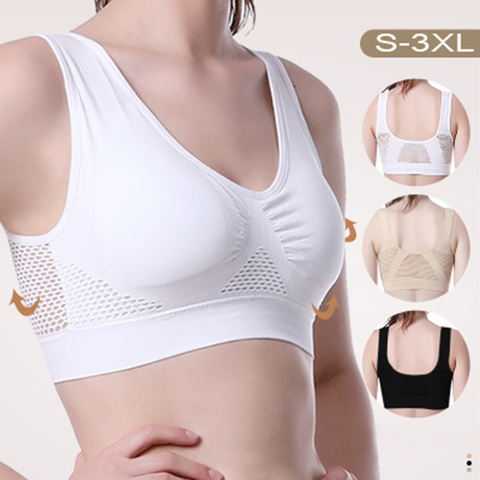 Sujetadores de talla grande para mujer, ropa interior de algodón sin costuras, transpirable, con almohadillas, Push Up, de talla grande ► Foto 1/6