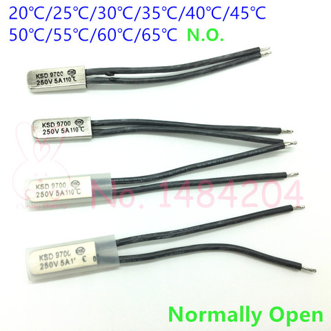 Protector Térmico KSD9700 20 25 30 35 40 45 50 ~ 65 grados Celsius, interruptor de temperatura 250V5A, termostato normalmente abierto N.O. 5 uds ► Foto 1/5