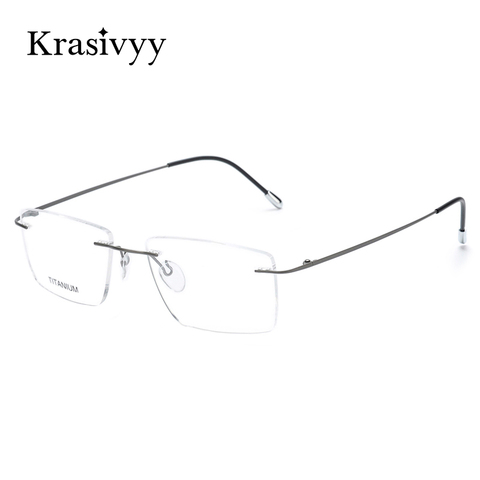 Krasivyy-Montura de gafas de titanio para hombre y mujer, anteojos cuadrados con prescripción sin montura, diseño europeo, 2022 ► Foto 1/6