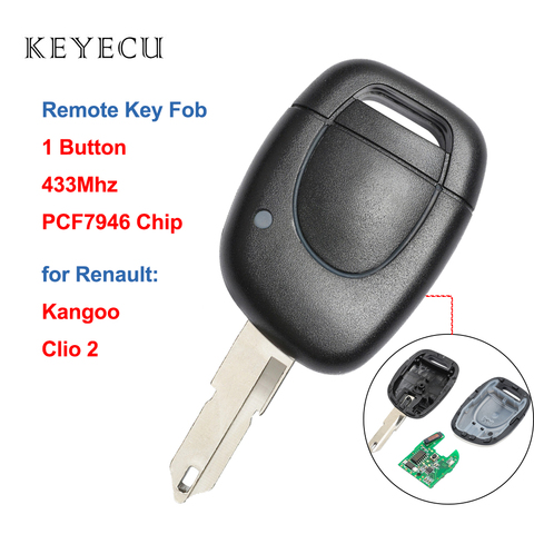 Reemplazo Keyecu mando a distancia de coche 1 botón 433MHz con PCF7946 Chip para Renault Clio 2 2002-2008 para Kangoo 2002-2004 ► Foto 1/6