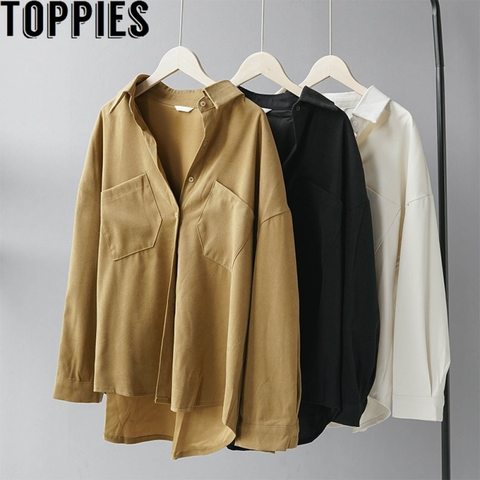 Toppies-camisas blancas y negras para mujer, blusas coreanas de manga larga a la moda, 2022 ► Foto 1/6