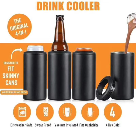 Enfriador de lata delgado de 12oz de acero inoxidable con aislamiento de doble pared para bebidas de Cola soporte para lata de cerveza ► Foto 1/5