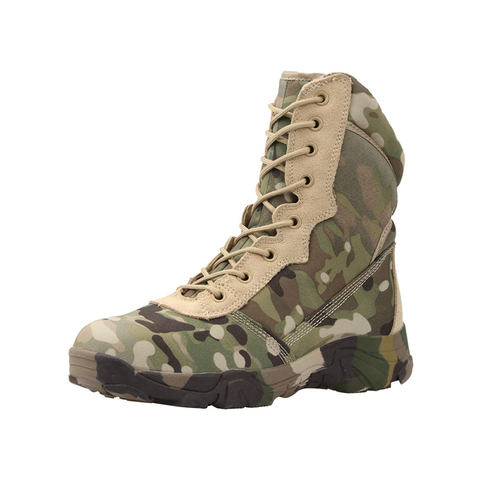 De la selva del camuflaje botas de combate militar botas ligera Camo senderismo de la motocicleta zapatos para hombres/mujeres con cremallera transpirable ► Foto 1/6