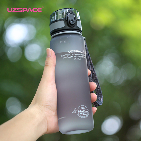 UZSPACE botella de agua botella para agua deportiva portátil a prueba de fugas y a prueba de caídas taza gimnasio escolar hervidor de viaje al aire libre material de protección ambiental Tritan libre de BPA 500/1000 ML ► Foto 1/6