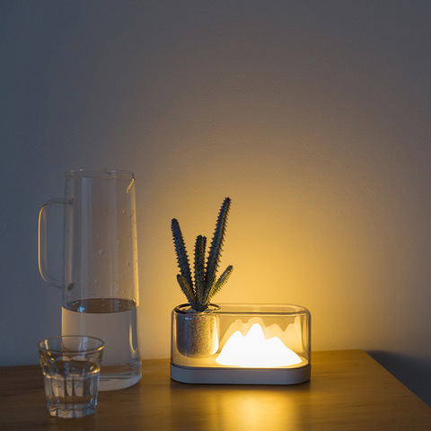 Luz LED de noche sencilla de estilo nórdico lámpara de mesita de noche con carga USB para protección ocular, luces de plantas en maceta para sala de estar, dormitorio ► Foto 1/6