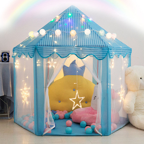 Tienda de campaña Tipi plegable para niños, Castillo de princesa, tienda de campaña portátil de juguete para niños, tienda de interior con cremallera ► Foto 1/6