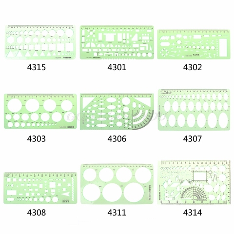 9 reglas diferentes círculos de plástico verde plantilla geométrica plantilla y regla herramienta de medición estudiantes Drop Shipping ► Foto 1/6