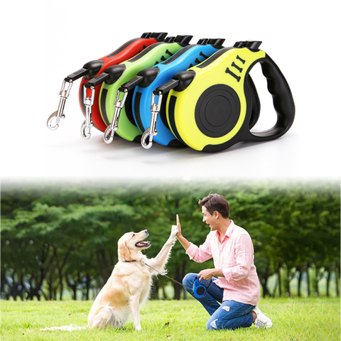 Correa duradera de nailon para mascotas, correas retráctiles y automáticas extensoras para caminar y correr, accesorios para perros, 3/5M ► Foto 1/5