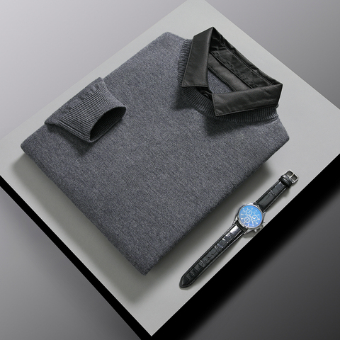 Jersey de punto de alta gama para hombre, jersey de marca de lujo de diseñador, de dos suéteres falsos, ropa informal de otoño e invierno, novedad de 2022 ► Foto 1/6