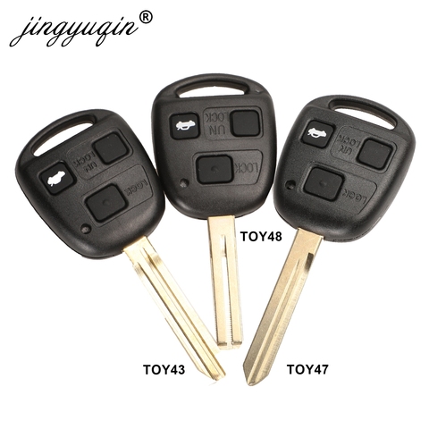 Jingyuqin-funda de llave de control remoto para coche, almohadilla de botón para Toyota Avensis, Corolla, Yaris, Rav4, estuche para mando a distancia, TOY43, TOY47, TOY48, 3 botones ► Foto 1/4