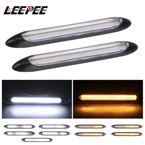 LEEPEE señal Universal de coche modificado Streamer de Faro de DRL luz 2 unids/set coche luz LED de conducción diurna ► Foto 1/6