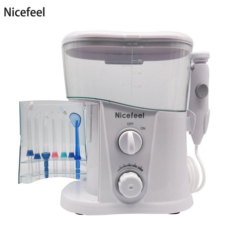 Nicefeel-irrigador Oral y limpiador Dental de agua, limpiador Dental con depósito de agua de 1000ml, 7 boquillas con presión de agua ajustable ► Foto 1/6