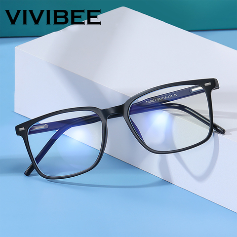VIVIBEE-gafas cuadradas con bloqueo de luz azul para hombre y mujer, anteojos con marco de luz TR90, antirayos azules, clásicas, para ordenador, 2022 ► Foto 1/6