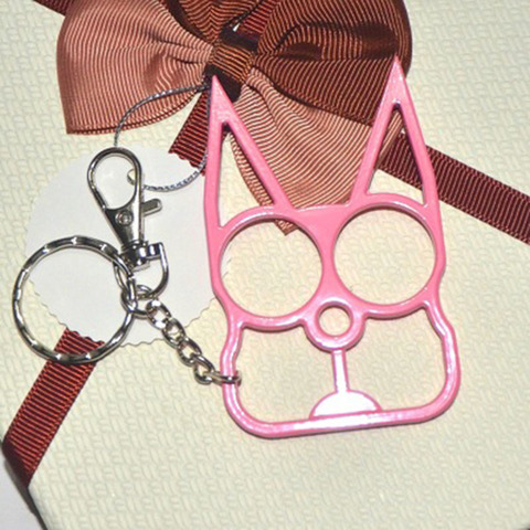 De moda creativo lindo gato llavero de aleación resistente proteger coche llavero con anilla para llaves de las mujeres clave cadenas ► Foto 1/3