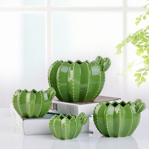 Maceta de cerámica con forma de Cactus, escultura de planta creativa, adornos para manualidades, maceta suculenta, accesorios de decoración para el hogar, Groot ► Foto 1/6