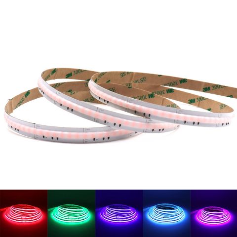 Tira de luces LED COB RGB de 24V, 630 LEDs/m, Flexible, suave, colorida, controlada por aplicación móvil, para iluminación de decoración interior ► Foto 1/6