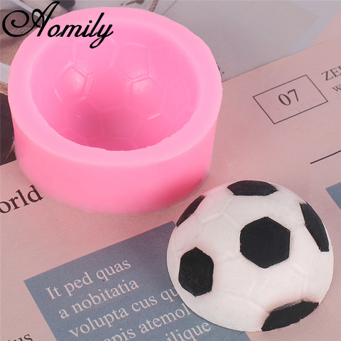 Aomily fútbol moldes de silicona para pasteles de fútbol fiesta Fondant pastel molde para dulces o Chocolate arcilla resina molde de bloque de hielo jabón molde ► Foto 1/6