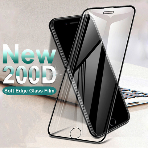 Vidrio templado de borde suave curvado 200D para iPhone, película protectora de pantalla para iPhone 8 7 6 6S Plus SE 2022 X XR 11 Pro Xs Max ► Foto 1/6